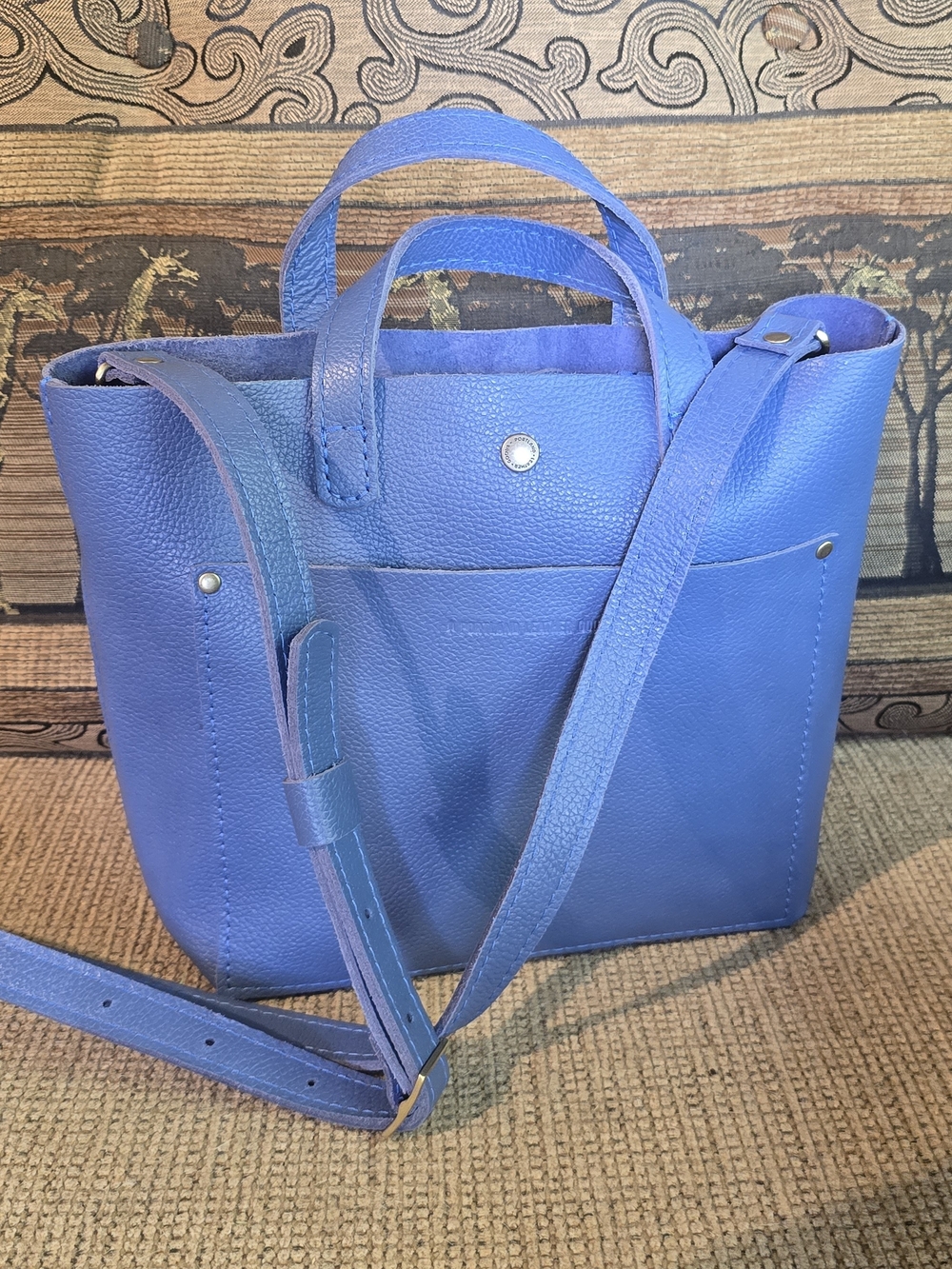 PLG Indigo Blue Leather Mini Crossbody Tote - Picture 2 of 6